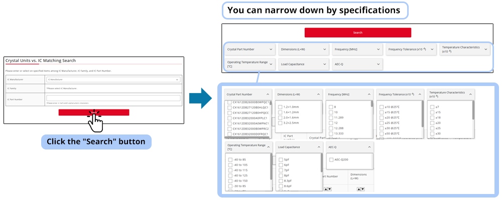 When filtering by specifications
